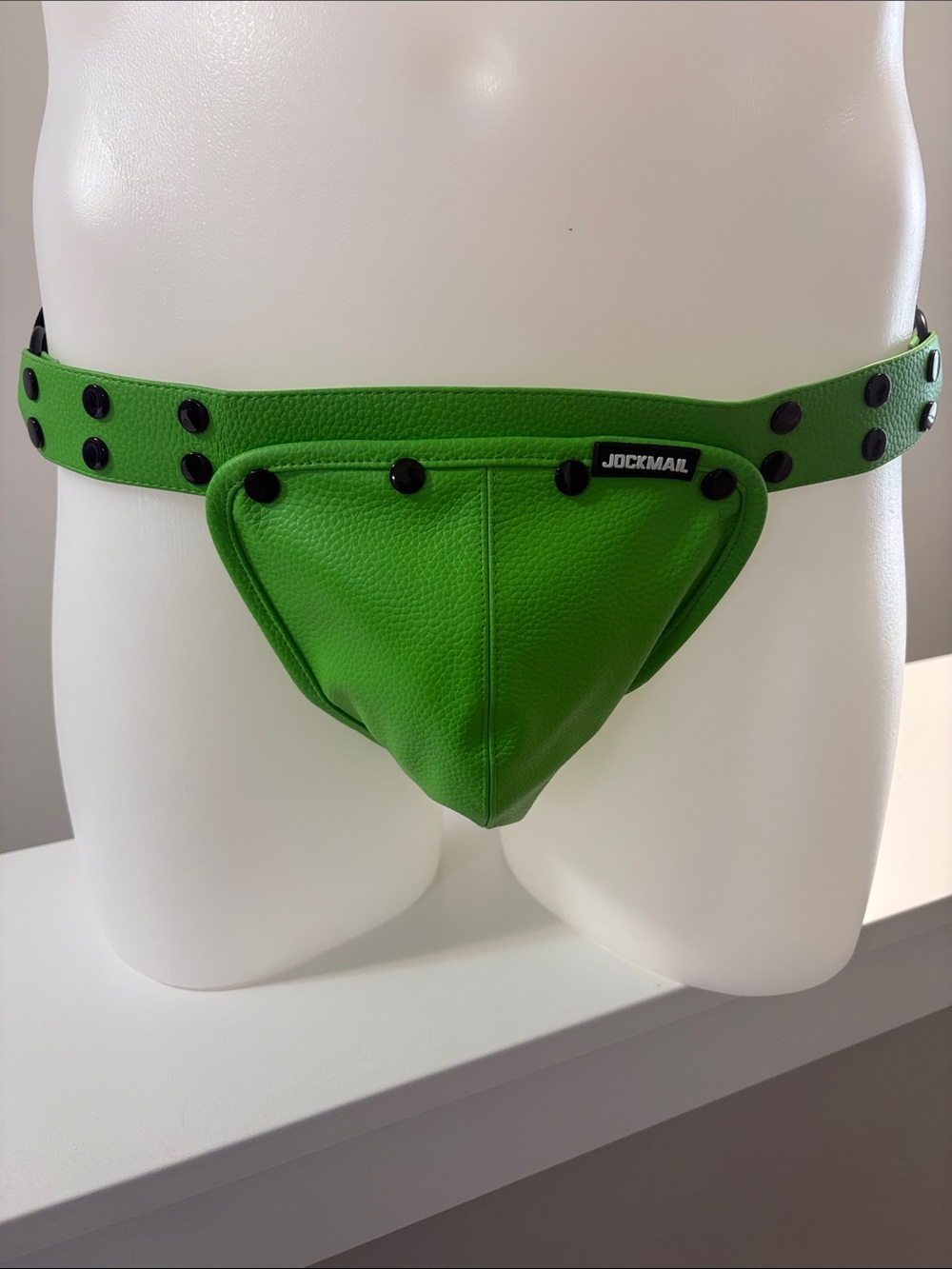 JOCKMAIL Men’s Green Leather Brief Jockstrap
